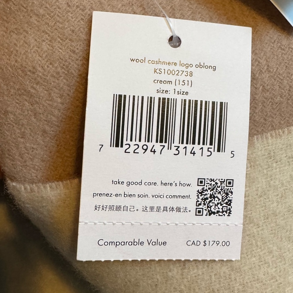 Kate Spade Oblong wool/cashmere scarf new with tag - Picture 5 of 8